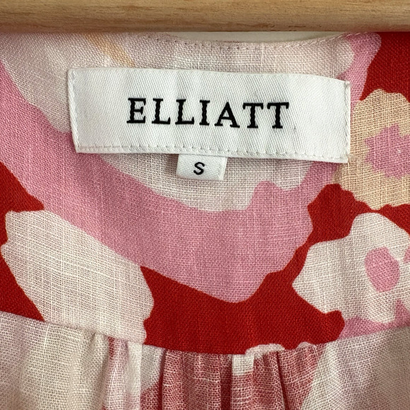 ELLIATT Small Gisli Linen Maxi Dress Tiered Floral Print Flutter Sleeve Feminine - Picture 2 of 16